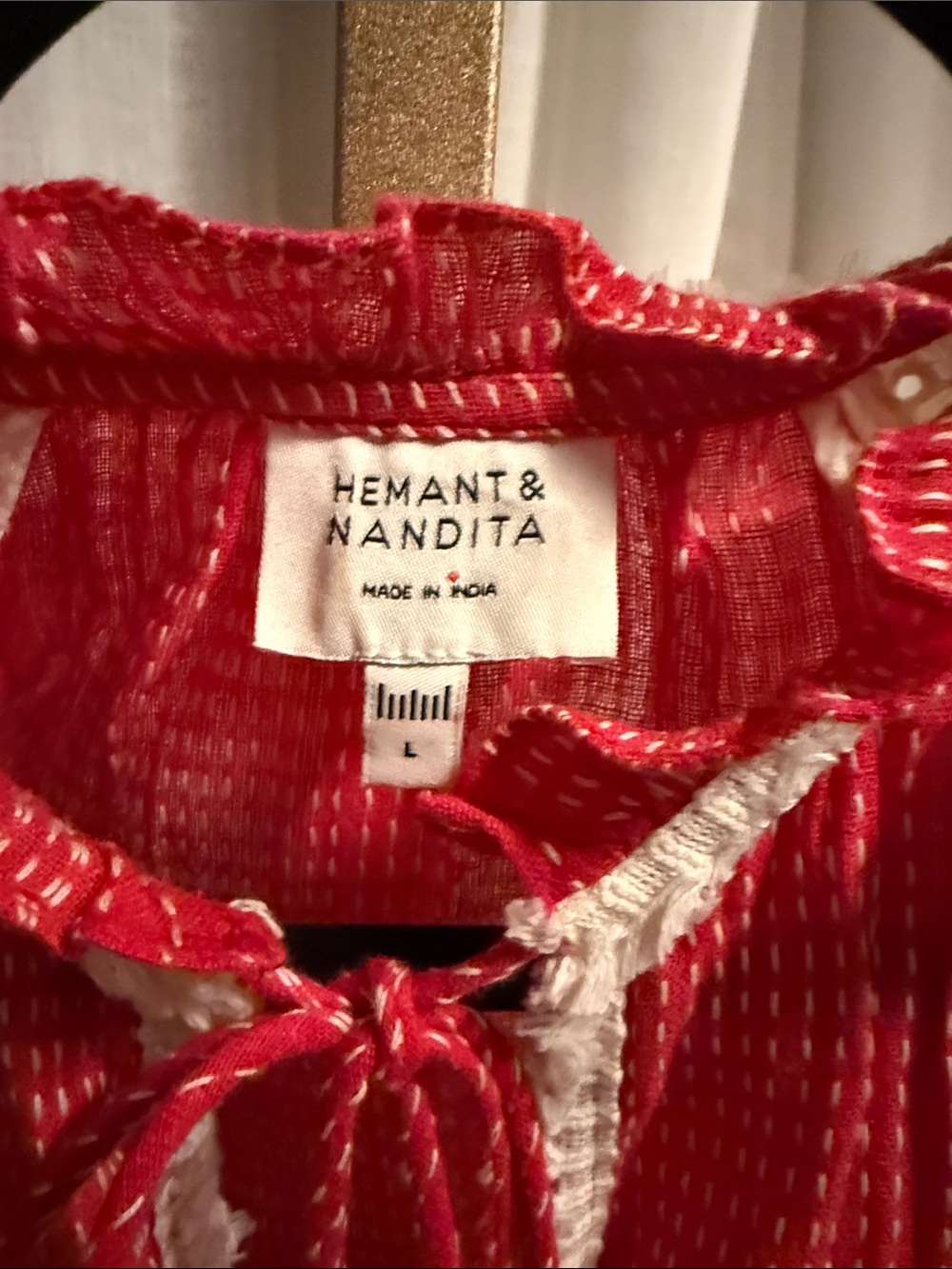 HEMANT & NANDITA Red Embroidered Tassel Tunic Dress - Picture 10 of 10